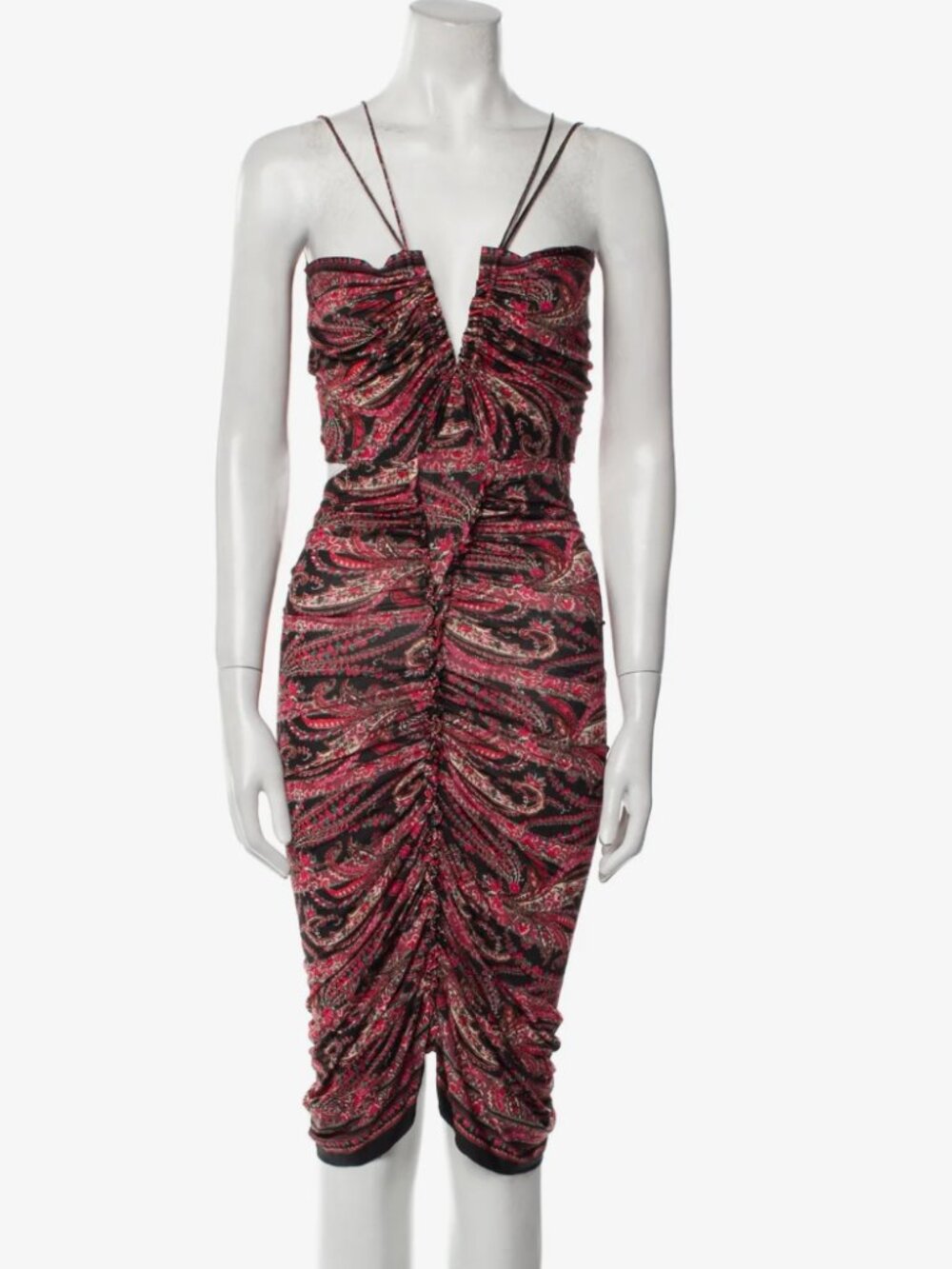 EUC | Sexy Isabel Marant Dress Red and Black V spaghetti strap midi
